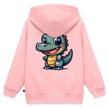 Lustiger Krokodil Dino mit breitem Grinsen - Kinder Premium Organic Zip Hoodie - Rosa - Hinten - AI Model Kid Female (0cm)