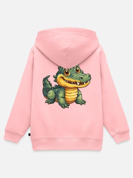 Fröhlicher Krokodil Alligator - Kinder Premium Organic Zip Hoodie - Rosa