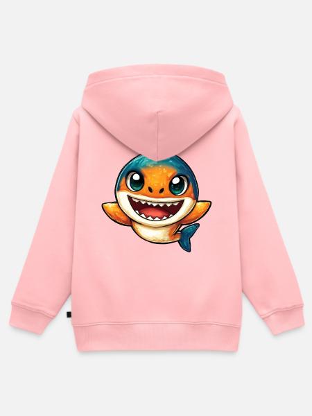 Lachender Hai Cartoon - Kinder Premium Organic Zip Hoodie - Rosa
