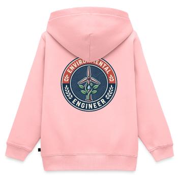 Vintage Environmental Engineer Windturbinenabzeichen - Kinder Premium Organic Zip Hoodie - Rosa - Hinten - AI Model Kid Female (0cm)