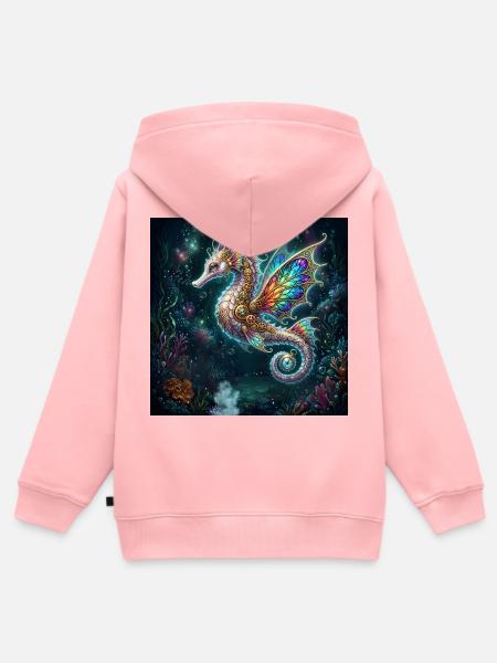 Steampunk-geflügeltes Seepferdchen - Kinder Premium Organic Zip Hoodie - Rosa