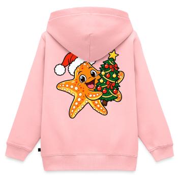 Weihnachts Seestern - Kinder Premium Organic Zip Hoodie - Rosa - Hinten - AI Model Kid Female (0cm)