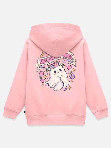 Introvert Mode Geist mit Blumenkranz - Kinder Premium Organic Zip Hoodie - Rosa