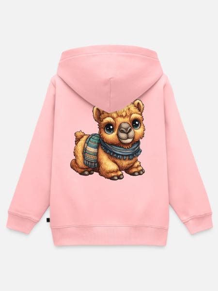Kleines Kamel im Schal - Kinder Premium Organic Zip Hoodie - Rosa