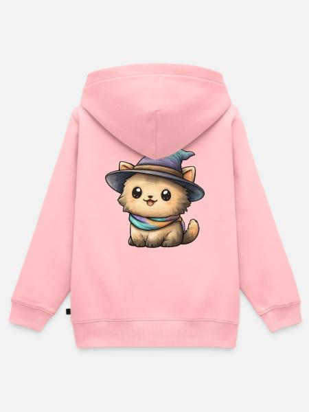 Kuschelkätzchen mit Zauberhut - Kinder Premium Organic Zip Hoodie - Rosa