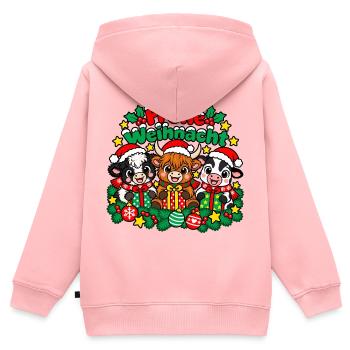 Weihnachts Kühe - Kinder Premium Organic Zip Hoodie - Rosa - Hinten - AI Model Kid Female (0cm)
