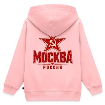 Moskau - Russland - Soviet-Union - Roter Stern - Kinder Premium Organic Zip Hoodie - Rosa - Hinten - AI Model Kid Female (0cm)