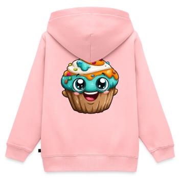 Kawaii Cupcake Cartoon Gesichter - Kinder Premium Organic Zip Hoodie - Rosa - Hinten - AI Model Kid Female (0cm)