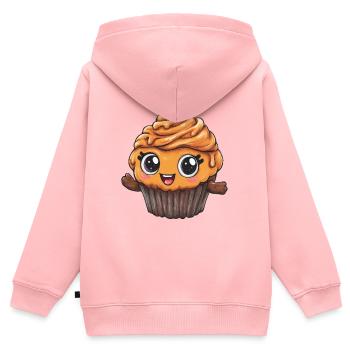 Kuscheliger Cupcake Held - Kinder Premium Organic Zip Hoodie - Rosa - Hinten - AI Model Kid Female (0cm)