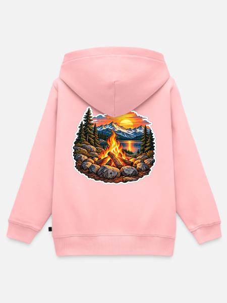 Lagerfeuer am Bergsee - Kinder Premium Organic Zip Hoodie - Rosa