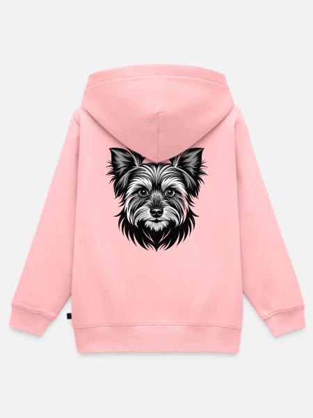Yorkshire Terrier Hundekopf - Kinder Premium Organic Zip Hoodie - Rosa