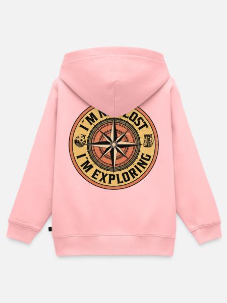 I’m Not Lost – I’m Exploring - Kinder Premium Organic Zip Hoodie - Rosa