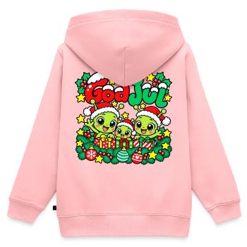 Frohe Weihnachten Aliens - Kinder Premium Organic Zip Hoodie - Rosa - Hinten - AI Model Kid Female (0cm)