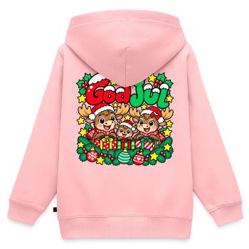 Frohe Weihnachten Elchfamilie - Kinder Premium Organic Zip Hoodie - Rosa - Hinten - AI Model Kid Female (0cm)