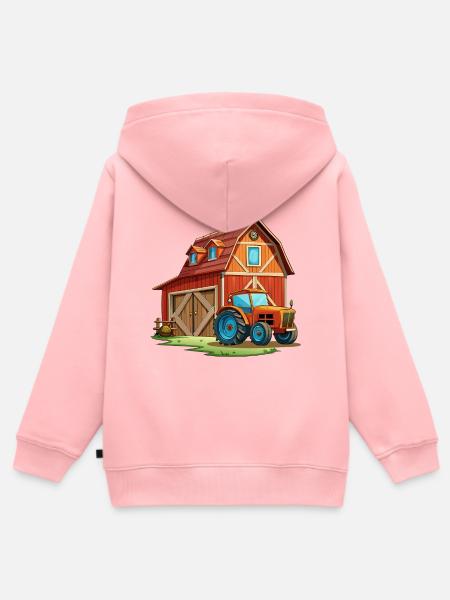 Rustikale Scheune mit Traktor - Kinder Premium Organic Zip Hoodie - Rosa
