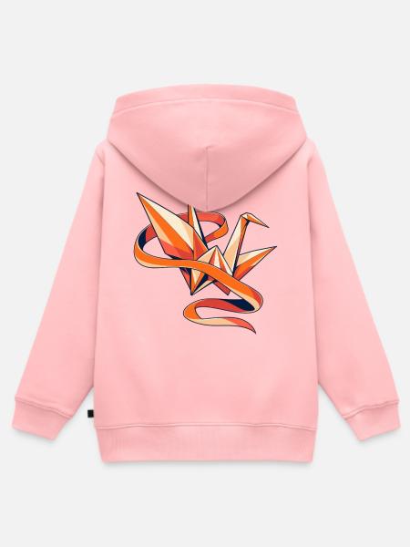 Papierkranich in einer Bandbrise - Kinder Premium Organic Zip Hoodie - Rosa