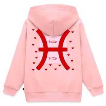 Geburtstag Fische, Februar März - Kinder Premium Organic Zip Hoodie - Rosa - Hinten - AI Model Kid Female (0cm)