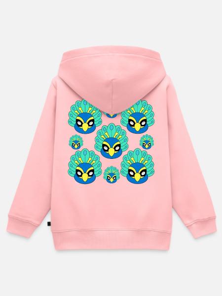 Süßes Pfauengesicht - Kinder Premium Organic Zip Hoodie - Rosa