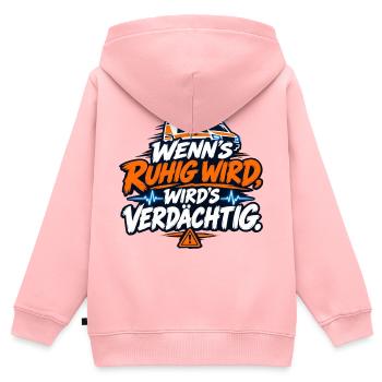 Wenn's ruhig wird, wird's verdächtig - Kinder Premium Organic Zip Hoodie - Rosa - Hinten - AI Model Kid Female (0cm)