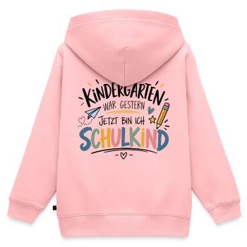 Kindergarten war gestern - Jetzt bin ich Schulkind - Kinder Premium Organic Zip Hoodie - Rosa - Hinten - AI Model Kid Female (0cm)