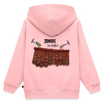 Roofer by day Zombie by night - Zombiehand - Kinder Premium Organic Zip Hoodie - Rosa - Hinten - AI Model Kid Female (0cm)