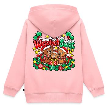 Frohe Weihnachten Teddybären - Kinder Premium Organic Zip Hoodie - Rosa - Hinten - AI Model Kid Female (0cm)