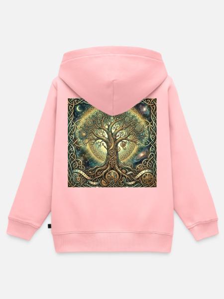 Zeitbaum und Nebel - Kinder Premium Organic Zip Hoodie - Rosa
