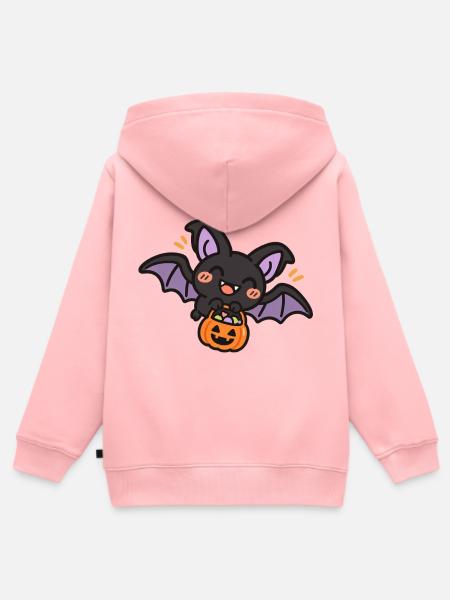 Süße Fledermaus mit Süßigkeiten - Kinder Premium Organic Zip Hoodie - Rosa