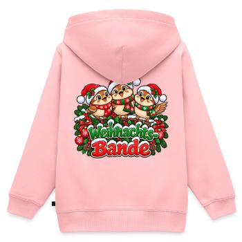 Weihnachts Bande Vögel Trio - Kinder Premium Organic Zip Hoodie - Rosa - Hinten - AI Model Kid Female (0cm)
