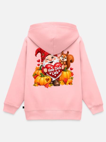 Herbstgnom Hab Dich Lieb - Kinder Premium Organic Zip Hoodie - Rosa