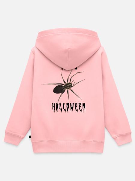 Happy Halloween Spinne - Gruselschrift - Kinder Premium Organic Zip Hoodie - Rosa