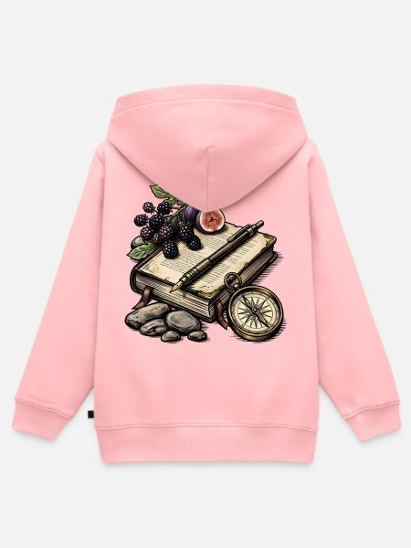 Botanisches Reisebuch - Kinder Premium Organic Zip Hoodie - Rosa