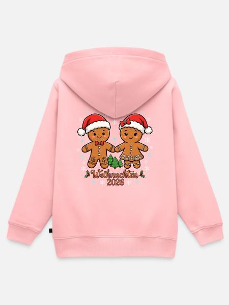 Weihnachten 2026 Lebkuchenmann & Lebkuchenfrau - Kinder Premium Organic Zip Hoodie - Rosa