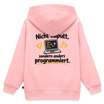 Nicht kaputt, anders programmiert - Kinder Premium Organic Zip Hoodie - Rosa - Hinten - AI Model Kid Female (0cm)