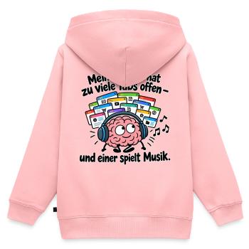 Gehirn mit offenen Tabs und Musik - Kinder Premium Organic Zip Hoodie - Rosa - Hinten - AI Model Kid Female (0cm)