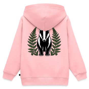 Dachs Farne Wald Tiere Heimisch Natur Vektor Shirt - Kinder Premium Organic Zip Hoodie - Rosa - Hinten - AI Model Kid Female (0cm)