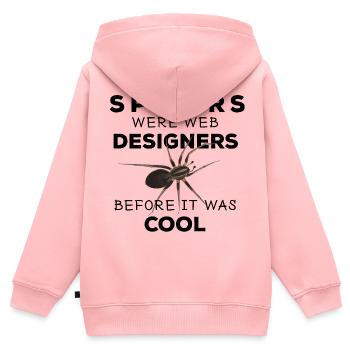 Spiders were web designers - Spinne Nerd Spruch - Kinder Premium Organic Zip Hoodie - Rosa - Hinten - AI Model Kid Female (0cm)