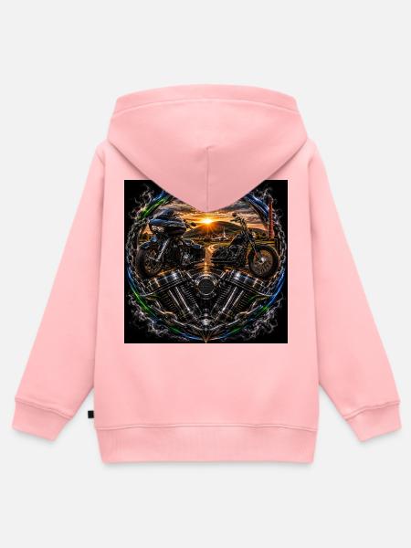 Sonnenuntergangs-Motorradkreis - Kinder Premium Organic Zip Hoodie - Rosa