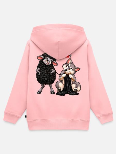 Schaf und Wolf – Strickhumor - Kinder Premium Organic Zip Hoodie - Rosa