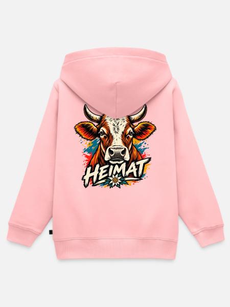 Heimat Kuh Kunstprint - Kinder Premium Organic Zip Hoodie - Rosa