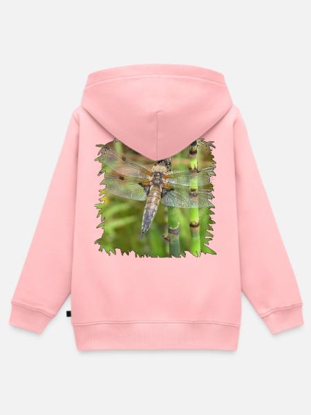 Libelle auf Schachtelhalm - Kinder Premium Organic Zip Hoodie - Rosa
