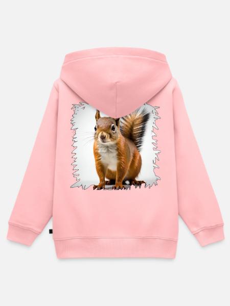 Eichhörnchen Porträt Fransenrahmen - Kinder Premium Organic Zip Hoodie - Rosa