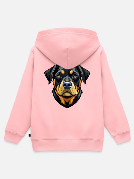 Rottweiler-Hundekopf - Kinder Premium Organic Zip Hoodie - Rosa