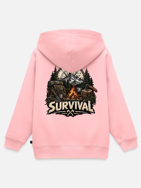 Survival Campfire Trek: Mountain Compass - Kinder Premium Organic Zip Hoodie - Rosa