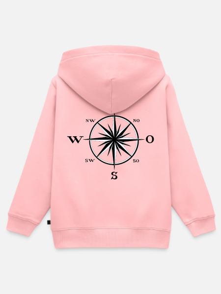 Nordstern Kompass Design - Kinder Premium Organic Zip Hoodie - Rosa