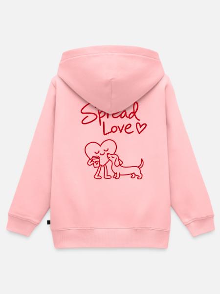 Spread Love Dog Coffee - Kinder Premium Organic Zip Hoodie - Rosa