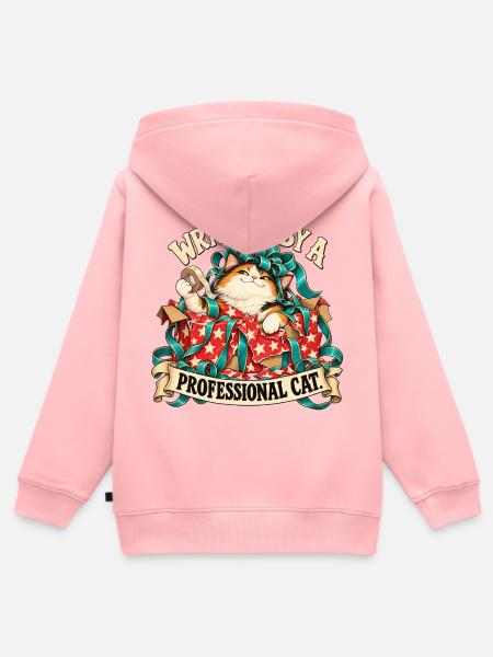 Katze im Geschenkpapier - Kinder Premium Organic Zip Hoodie - Rosa