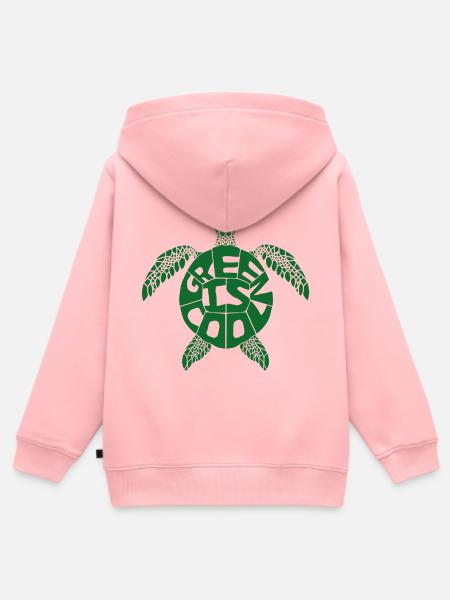 Green is cool - Schildkröte - Kinder Premium Organic Zip Hoodie - Rosa
