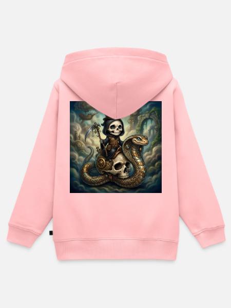 Steampunk-Skelett reitet auf der Schlange - Kinder Premium Organic Zip Hoodie - Rosa