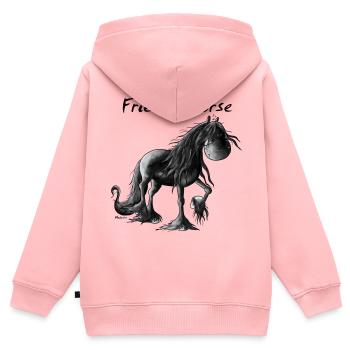 Fröhlicher Friese - Pferd - Kinder Premium Organic Zip Hoodie - Rosa - Hinten - AI Model Kid Female (0cm)